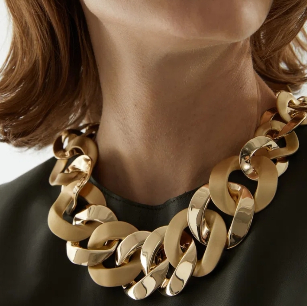 COS Recycled Brass Oversized Link Choker Necklace